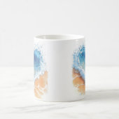 Mug Vague de cœur sur une plage (Centre)