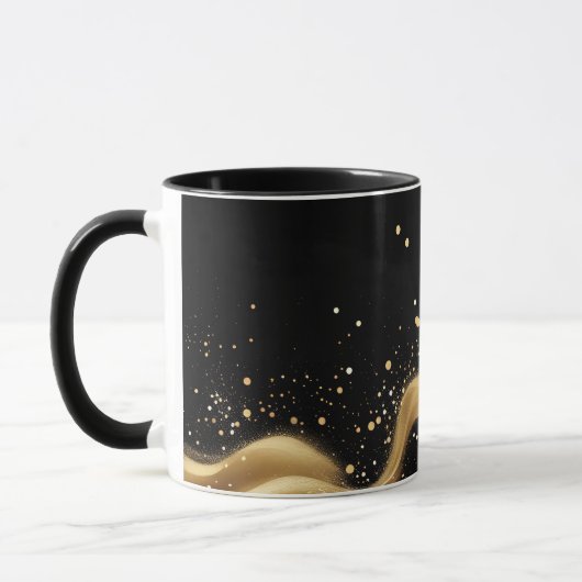 Mug Vague de poussière d'or magique sur noir (Gauche)