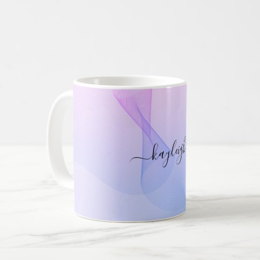 Mug Vagues Abstraites Boue de café bleu rose (Devant gauche)