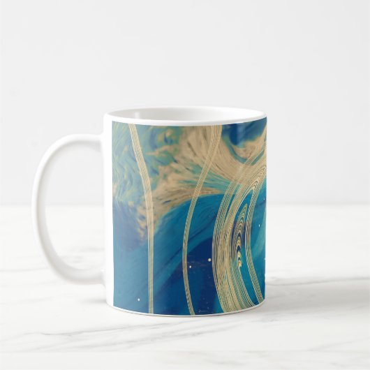 Mug Vagues abstraites géométriques colorées bleues    (Gauche)