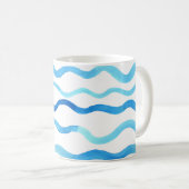 Mug Vagues Aquarelle : bleu turquoise sans joint. (Devant droit)