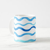 Mug Vagues Aquarelle : bleu turquoise sans joint. (Devant gauche)