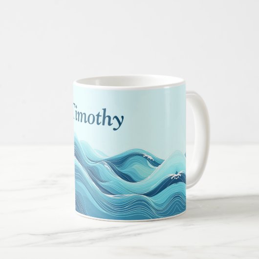 Mug Vagues de l'océan bleu Abstrait (Devant droit)