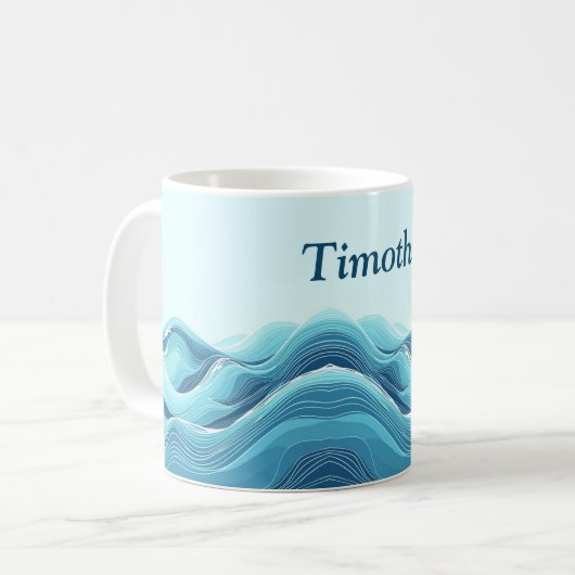 Mug Vagues de l'océan bleu Abstrait (Devant gauche)