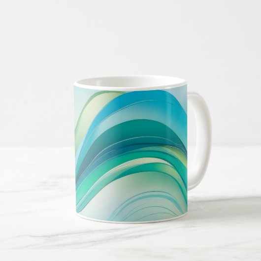 Mug Vagues de l'océan bleu vert abstrait Lignes (Devant droit)