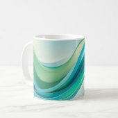 Mug Vagues de l'océan bleu vert abstrait Lignes (Devant gauche)