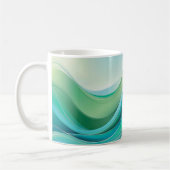 Mug Vagues de l'océan bleu vert abstrait Lignes (Gauche)