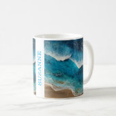 Mug Vagues de look en résine bleue Plage (Devant droit)