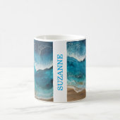 Mug Vagues de look en résine bleue Plage (Centre)