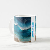 Mug Vagues de plage en résine bleue (Devant gauche)