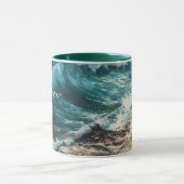 Mug Vagues de plage et peinture de sable personnalisée (Centre)