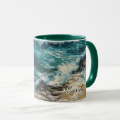 Mug Vagues de plage et peinture de sable personnalisée (Devant droit)
