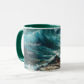 Mug Vagues de plage et peinture de sable personnalisée (Devant gauche)