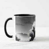 Mug Vagues de tsunami noir et blanc (Gauche)