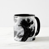 Mug Vagues de tsunami noir et blanc (Devant droit)