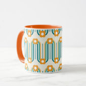 Mug Vagues et fleurs rétro, Turquoise, Aqua, Orange (Devant gauche)