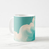 Mug Vagues fluides sarcelle et blanc (Devant gauche)