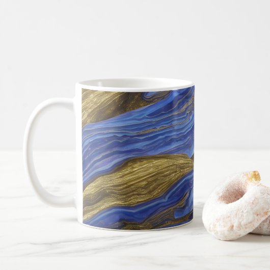Mug Vagues fracturées du paysage marin Abstrait 14 (Avec donut)