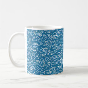 Mug Vagues océaniques bleues et blanches