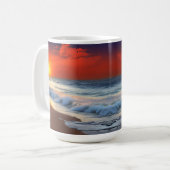 Mug Vagues océaniques et coucher de soleil sur douche  (Devant gauche)