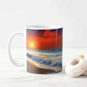 Mug Vagues océaniques et coucher de soleil sur douche