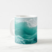 Mug Vagues océaniques sarcelle abstraites (Devant gauche)
