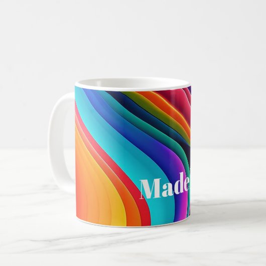 Mug Vagues rétro colorées Super (Devant gauche)