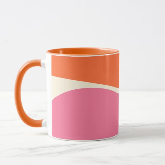 Mug Vagues simples 2 en rose, orange et crème (Gauche)