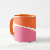 Mug Vagues simples 2 en rose, orange et crème (Devant gauche)