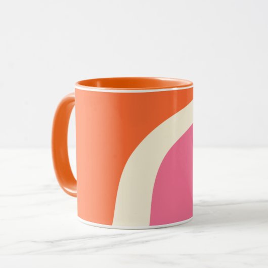 Mug Vagues simples 3 - rose, orange et crème (Devant gauche)