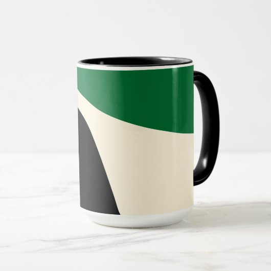 Mug Vagues simples 4 en vert, crème et noir (Devant droit)