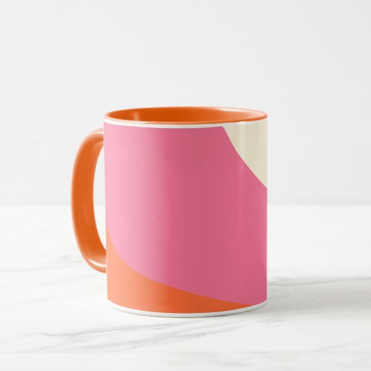 Mug Vagues simples - rose, orange et crème (Devant gauche)