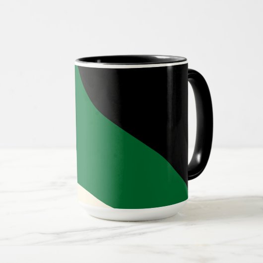 Mug Vagues simples - vert, crème et noir (Devant droit)