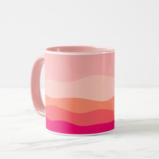 Mug Vagues stratifiées Corail rose (Devant gauche)