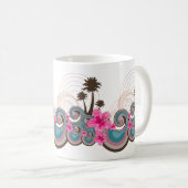Mug Vagues tropicales Hibiscus roses chauds Plage Palm (Devant droit)