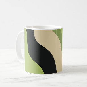 Mug vagues, vert, noir et beige courbes colorées