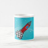 Mug Vaisseau Fusée Rouge Rétro dans l'Espace Galactiqu (Centre)