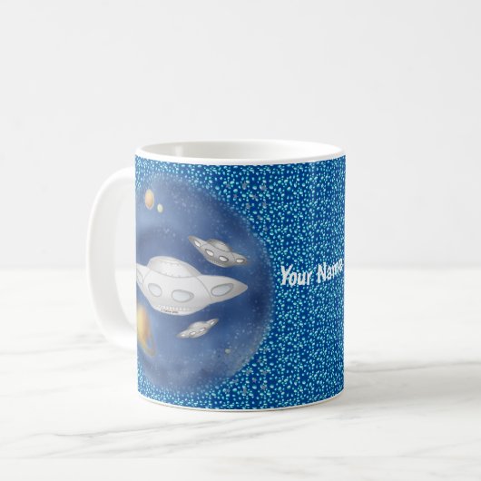 Mug Vaisseau spatial gris extraterrestre (Devant gauche)