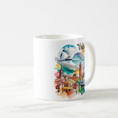 Mug Valencia Spain Cityscape Watercolor Travel Custom (Devant droit)