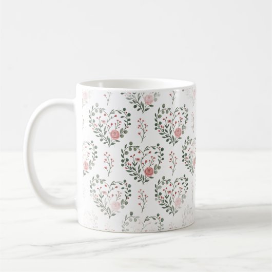 Mug valentin cœur botanique (Gauche)
