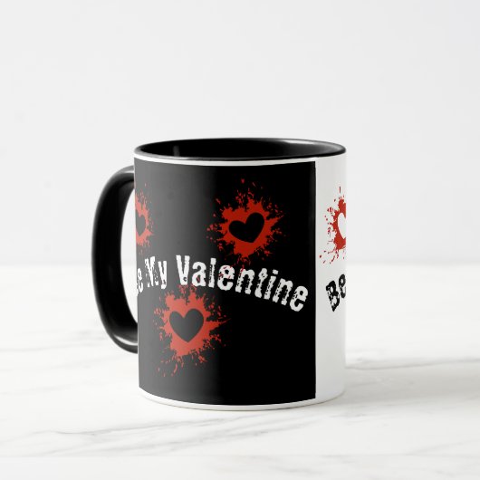 Mug Valentin Noir Et Blanc (Devant gauche)