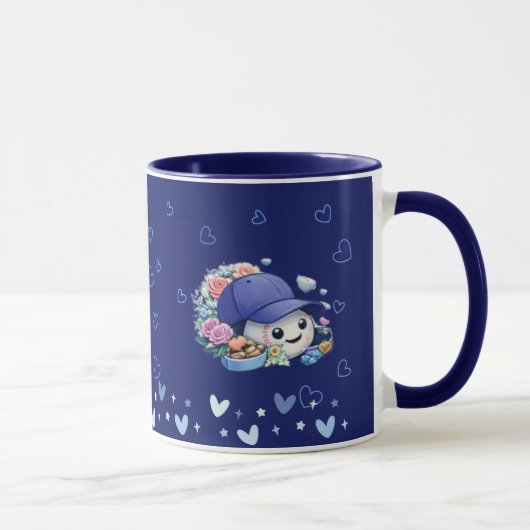 Mug Valentine Baseball Bleu Couleur Mignon (Droite)