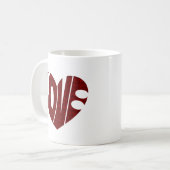 Mug Valentine Coeur design, Retro Love design (Devant gauche)