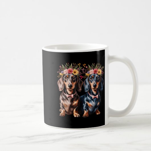 Mug Valentine Dachshund Matching Couple Love Floral Do (Droite)