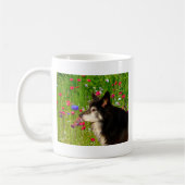 Mug Valentine Frontière Collie avec de belles fleurs (Gauche)
