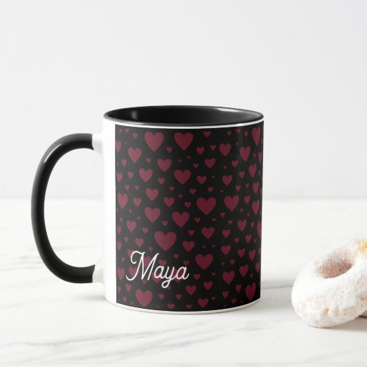 Mug Valentine Heart Pattern (Avec donut)