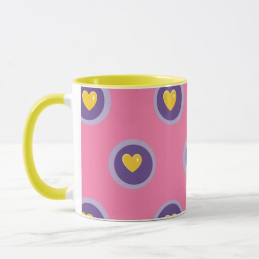 Mug Valentine Heart Pattern with Circles – Cute Pink (Gauche)