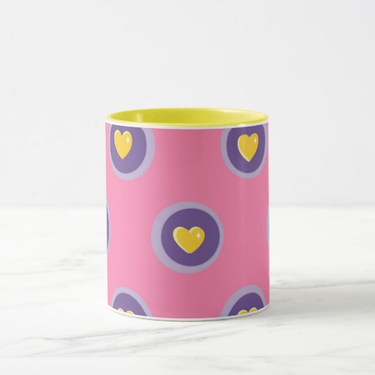 Mug Valentine Heart Pattern with Circles – Cute Pink (Centre)