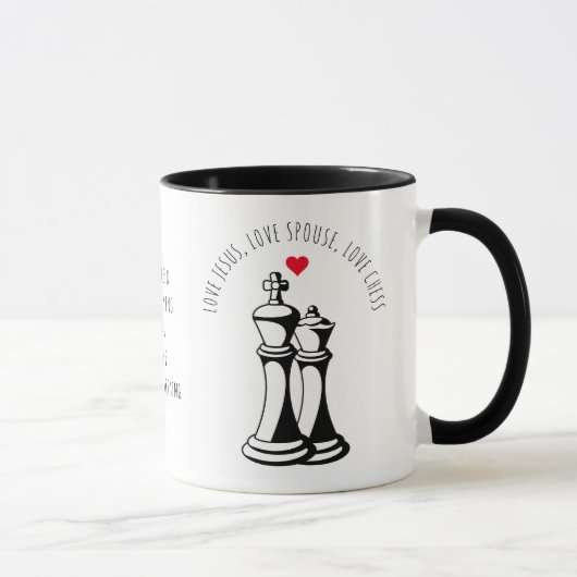Mug Valentine KING QUEEN Aimer Jésus Épouse Échecs (Droite)