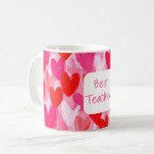 Mug Valentine Multi Hearts Motif Rose Meilleur Enseign (Devant gauche)